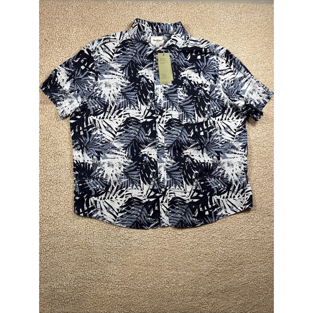 NWT Goodfellow Men's 2XL Short Sleeve Button-Up Floral AOP Hawaii Vacation